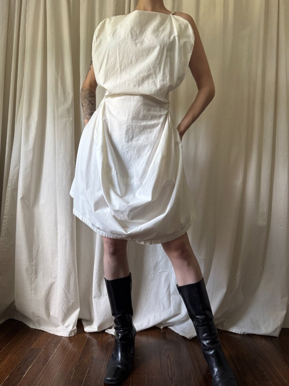 MM6 Maison Margiela White Scoop Neck Sleeveless Mini Dress Women's Size 6 - Picture 2 of 11
